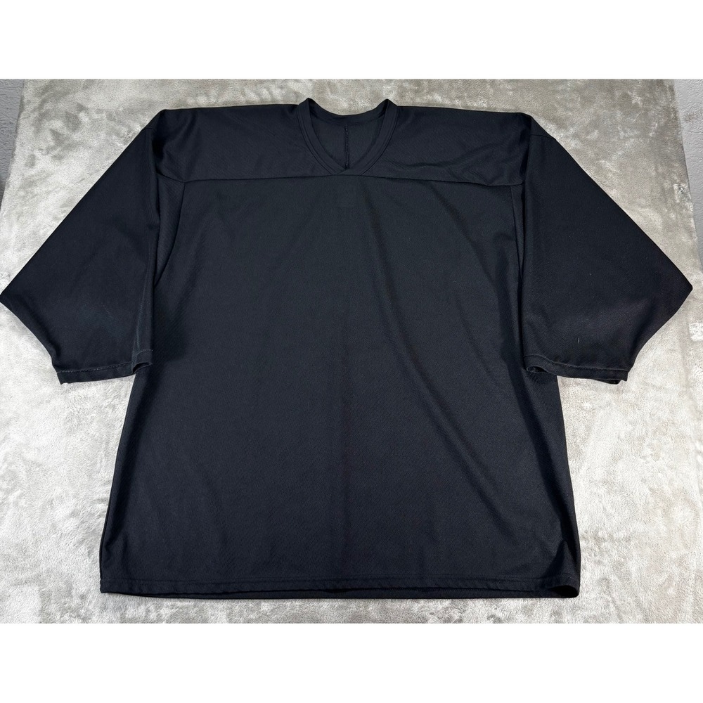 CCM Hockey Jersey Mens XL Black Excellent Blank Practice Mesh Made in Canada